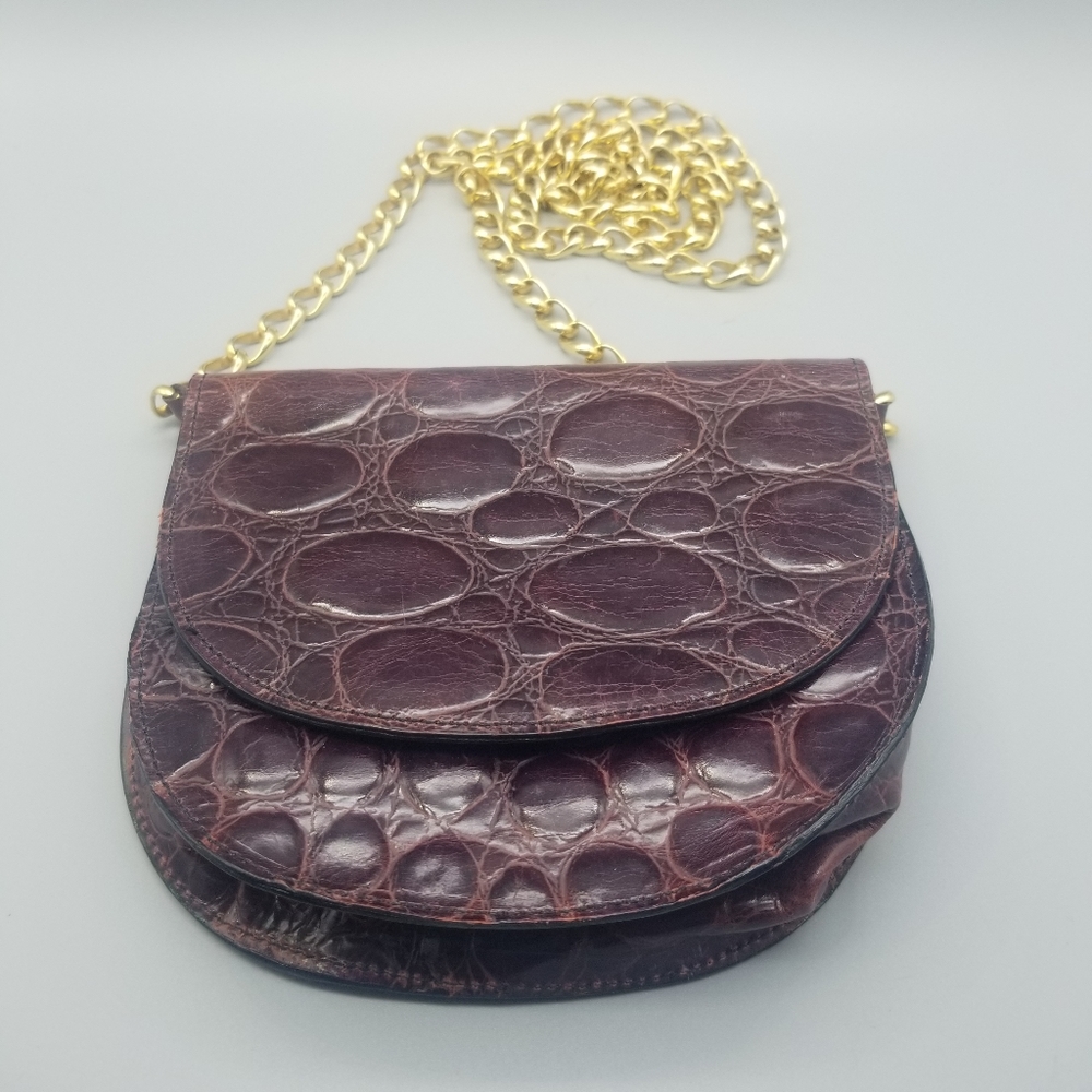 Vintage Gold Chain Joan & David Calfskin Patent Crossbody Bag